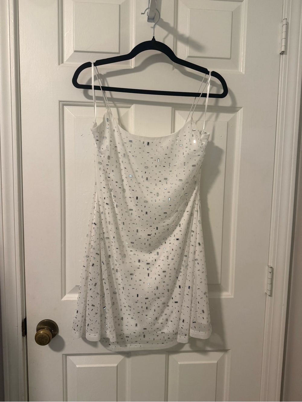 Hello Molly White Embellished Satin Slip Dress